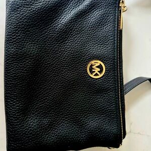 Michael Kors Black and Gold purse with Pebbled Leather